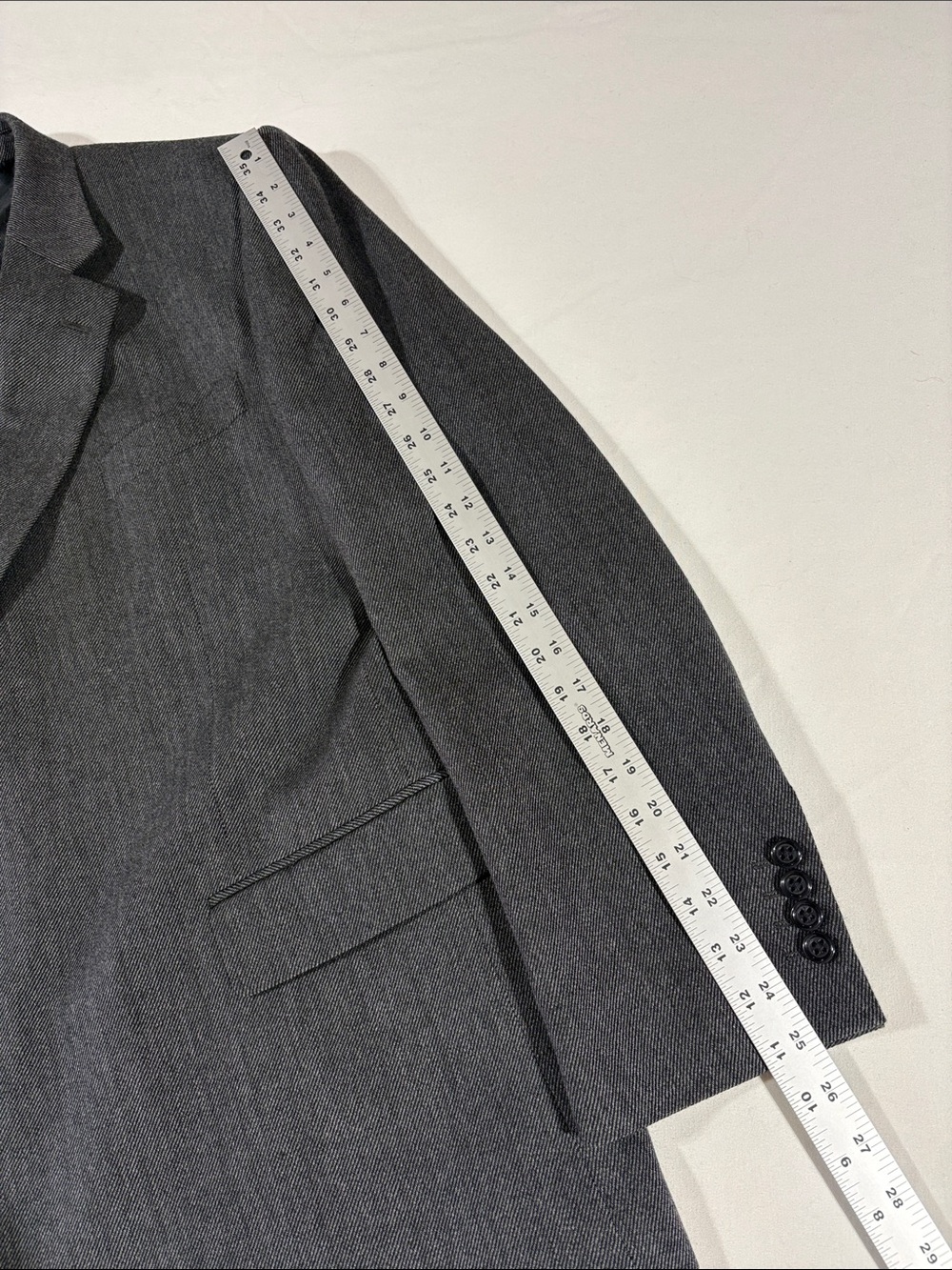 Stafford Men's Dark Charcoal Wool Notch-Lapel Two-Button Blazer 52R Sport Coat - Picture 12 of 12